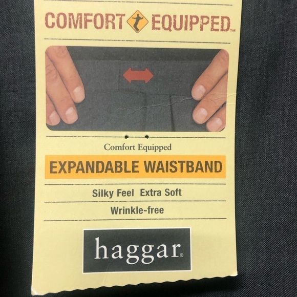 Haggar Mens Gray Dress Pants Expandable Waist Silky Feel Size 32x30 NWT - Picture 3 of 4